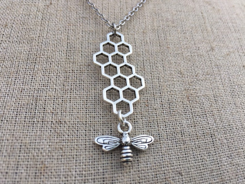 Bee Keeper Necklace Honeycomb Necklace SALE Bee Jewelry Gifts Bee Lover Jewelry Bee Necklace Honeycomb Bee Necklace