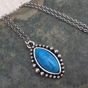Blue Stone Necklace - Turquoise Jewelry - Santa Fe Jewelry - Blue Pendant Necklace - Turquoise Necklace - Blue Southwestern Jewelry