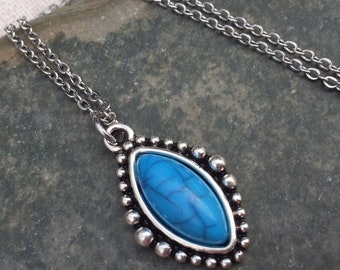 Blue Stone Necklace - Turquoise Jewelry - Santa Fe Jewelry - Blue Pendant Necklace - Turquoise Necklace - Blue Southwestern Jewelry
