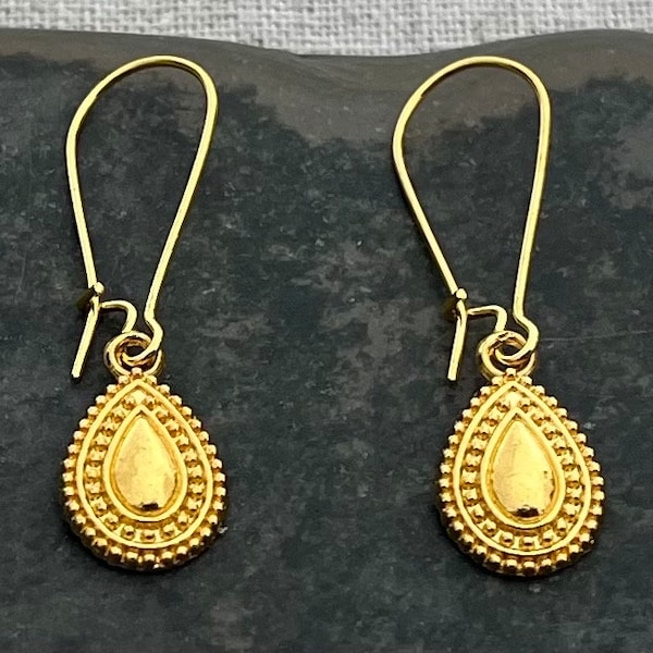 SALE - Little Gold Earrings - Gold Drop Earrings - Gold Teardrop Earrings - Dainty Gold Earrings - Gold Dangle Earrings - Gold Boho Earrings