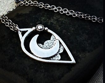 Silver Moon Necklace - Celestial Necklace - Boho Moon Necklace - Crescent Moon Necklace - Moon Jewelry Gifts - Celestial Jewelry Gifts