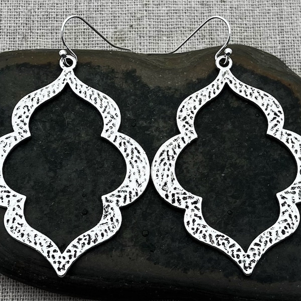 SALE - Big Moroccan Earrings - Silver Boho Earrings - Large Silver Earrings - Geometric Drop Earrings - Statement Dangle Earrings