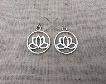 Silver Lotus Earrings - Lotus Flower Earrings - Lotus Flower Jewelry - Lotus Flower Gifts - Gifts For Her - Yoga Gifts - Meditation Jewelry