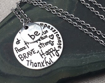Silver Inspirational Necklace - Motivational Necklace - Be Strong Necklace - Inspirational Jewelry Gifts - Gifts For Her - Motivational Gift