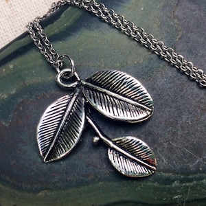 Leafy Branch Necklace - Silver Leaf Necklace - Silver Branch Necklace - Leaf Jewelry Gifts - Gifts For Her - Nature Jewelry Gifts