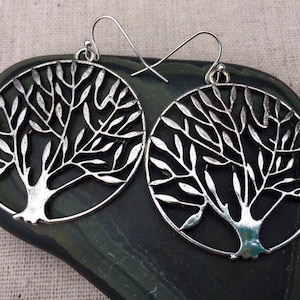 SALE - Big Tree Earrings - Statement Tree Earrings - Silver Tree Earrings - Tree Jewelry Gifts - Nature Lover Jewelry