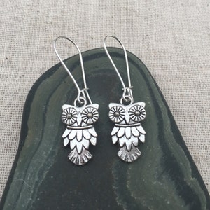 SALE Silver Owl Earrings Owl Dangle Earrings Owl Drop Earrings Boho Owl Earrings Silver Owl Jewelry Owl Jewelry Gifts image 2