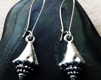 Seashell Dangle Earrings - Conch Shell Earrings - Silver Seashell Earrings - Vacation Jewelry - Beach Ocean Jewelry - Seashell Gifts For Her