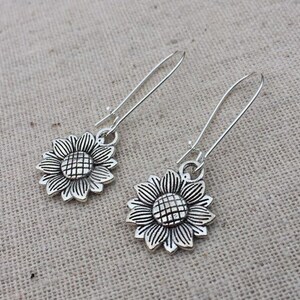 SALE Dangle Sunflower Earrings Silver Sunflower Earrings Sunflower Drop Earrings Sunflower Jewelry Gifts image 8