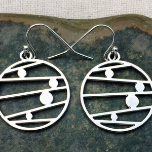 SALE - Modern Silver Earrings - Silver Geometric Earrings - Round Minimalist Earrings - Geometric Dangle Earrings - Modern Drop Earrings