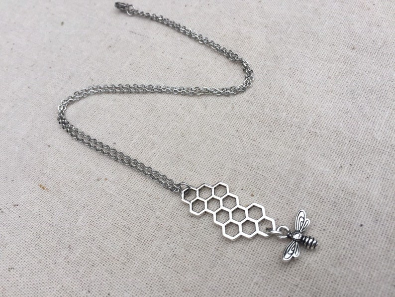 Bee Keeper Necklace Honeycomb Necklace SALE Bee Jewelry Gifts Bee Lover Jewelry Bee Necklace Honeycomb Bee Necklace