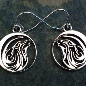 SALE - Silver Wolf Earrings - Wolf Dangle Earrings - Howling Wolf Jewelry - Wolf Jewelry Gifts - Wolf Earring Gifts - Howling Wolf Earrings