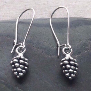 SALE - Silver Pine Cone Earrings - Pine Cone Dangle Earrings - Pine Cone Jewelry Gifts - Tree Lover Jewelry - Dainty Pine Cone Earrings