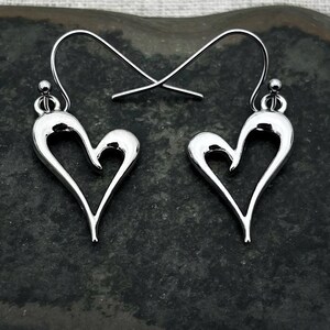 Silver Heart Earrings - Heart Dangle Earrings - Silver Heart Jewelry - Valentines Day Earrings - Valentines Jewelry - Gifts For Her