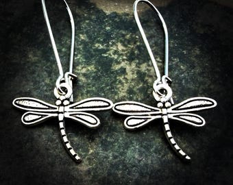 Dainty Dragonfly Earrings - Dragonfly Dangle Earrings - Silver Dragonfly Earrings - Tiny Dragonfly Earrings - Dragonfly Jewelry Gifts