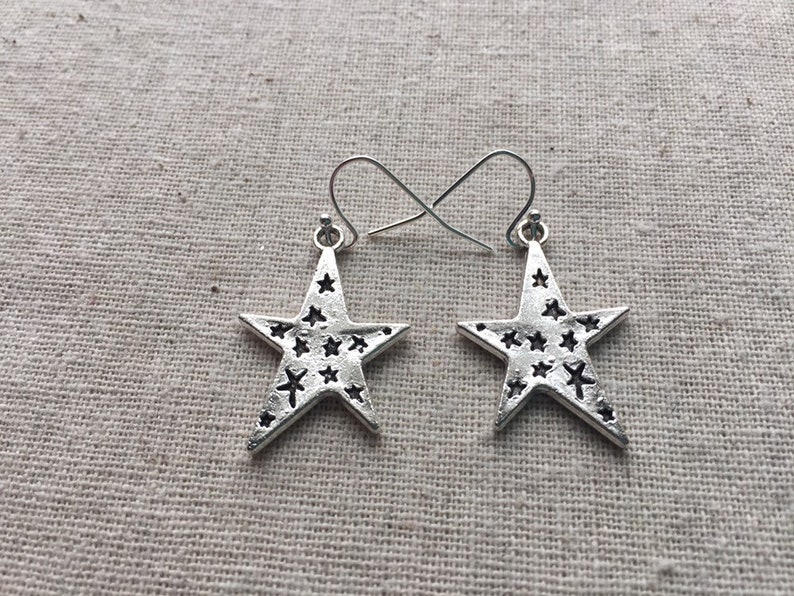 SALE Silver Star Earrings Celestial Earrings Big Star Earrings Star Jewelry Gifts Celestial Jewelry Unique Star Earrings image 10