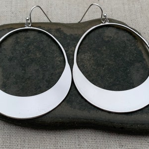 SALE - Big Silver Earrings - Silver Hoop Earrings - Modern Silver Earrings - Large Silver Earrings - Silver Statement Earrings