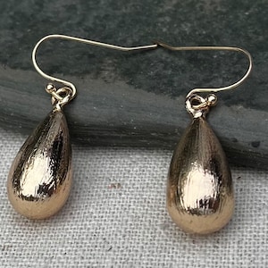 Gold Teardrop Earrings - Modern Gold Earrings - Gold Dangle Earrings - Gold Droplet Earrings - Gold Drop Earrings - Gifts For Her
