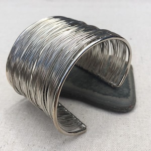 SALE - Big Cuff Bracelet - Big Silver Bracelet - Statement Cuff Bracelet - Big Modern Bracelet - Wire Wrap Bracelet - Silver Cuff Bracelet