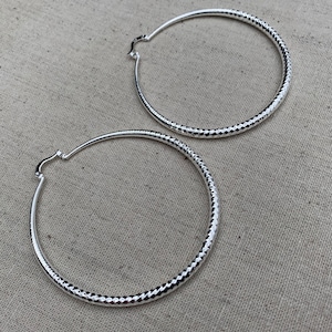 SALE Large Hoop Earrings Big Silver Hoops Modern Hoop Earrings Statement Hoop Earrings Big Modern Hoops Huge Silver Hoops image 3