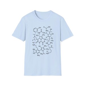 Camiseta unisex de estructuras químicas, camiseta científica, diseño de moléculas, regalo de química, camiseta de compuestos orgánicos