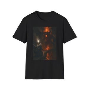 Camiseta gráfica de demonio místico: camiseta unisex suave para amantes de la fantasía, regalo de Halloween, ropa informal, obra de arte única, camiseta llamativa.