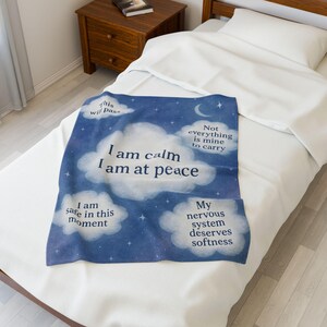 Positive Affirmations- Velveteen Plush Blanket for Anxiety, Soft Self-Care Throw, Emotional Regulation