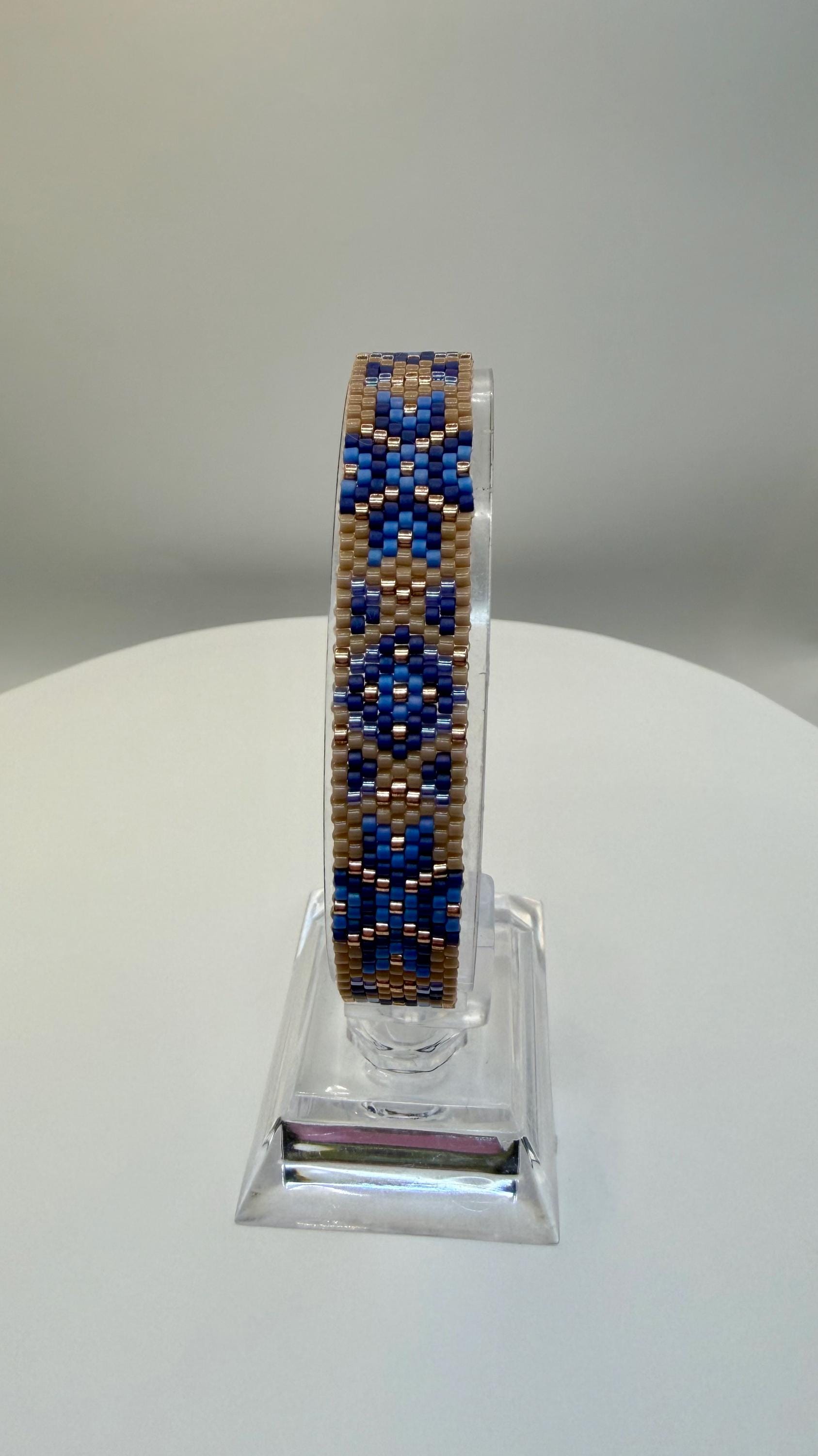 Blue Meridian Peyote Bracelet Pattern – Geometric Miyuki Delica Beading ...