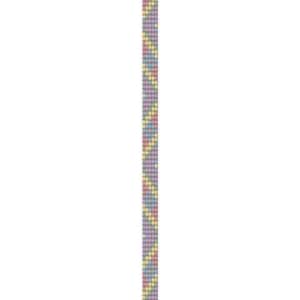 May include: A long, narrow beaded strip with a repeating geometric pattern. The pattern features rows of small, square beads in pastel colors: pink, yellow, blue, and lavender. The strip is displayed vertically against a white background.