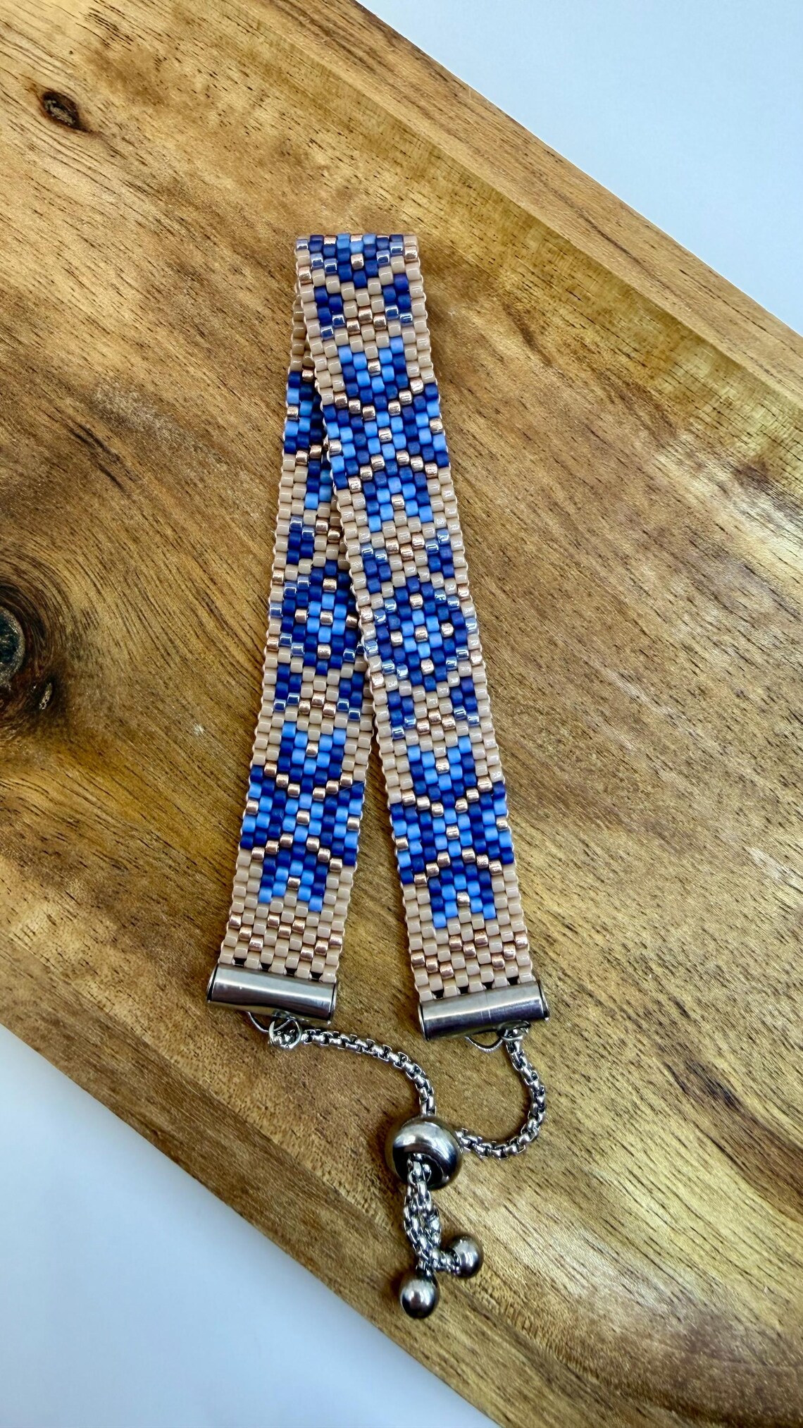 Blue Meridian Peyote Bracelet Pattern – Geometric Miyuki Delica Beading ...