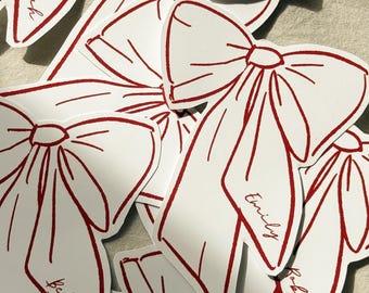 Bow Name Place Cards, Vintage Party Decor, Bow Wedding Name Card, Dinner Party Table Decor Wedding Stationary