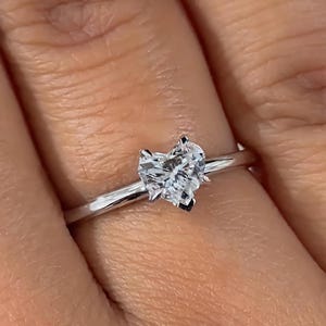 Heart Moissanite Ring: Sterling Silver, Lab Diamond Engagement, Promise Ring