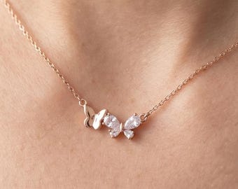 Moissanite Butterfly Necklace 925 Sterling Silver | Lab Diamond Delicate Pendant Necklace | Bridal Jewelry Gift for Women