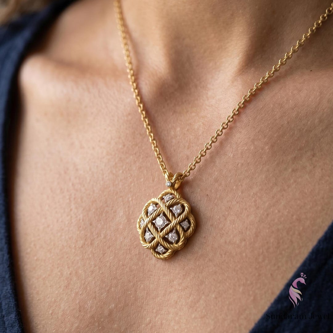 Woven Celtic Knot Pendant 925 Sterling Silver Lab Diamond | Irish Love ...