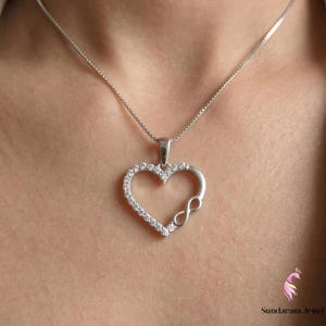 Infinity Heart Pendant Necklace in 925 Sterling Silver, Handcrafted Moissanite or Lab Grown Diamond Eternal Love Necklace, Symbolic Gift