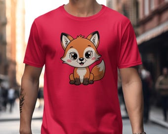 Cute Fox T-Shirt, Cartoon Animal Tee, Kawaii Fox Shirt, Animal Lover Gift, Fox Graphic Tee, Unisex T-Shirt, Trendy Shirt, Gift for Kid