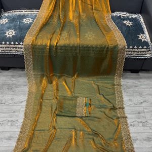 Golden Space Silk Saree: Jarkhan Work Designer Sari