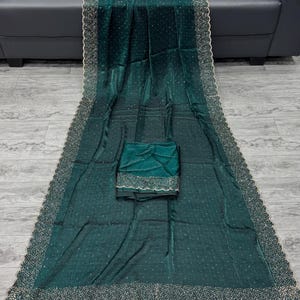 Rama Green Space Silk Saree: Jarkhan Work Designer Sari