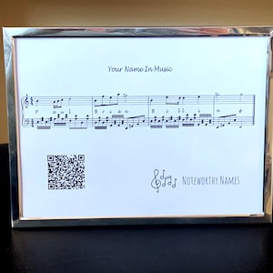 Personalised Name Melody Art – A Unique Musical Gift, Up To 20 Letters, With Frame, Free Delivery