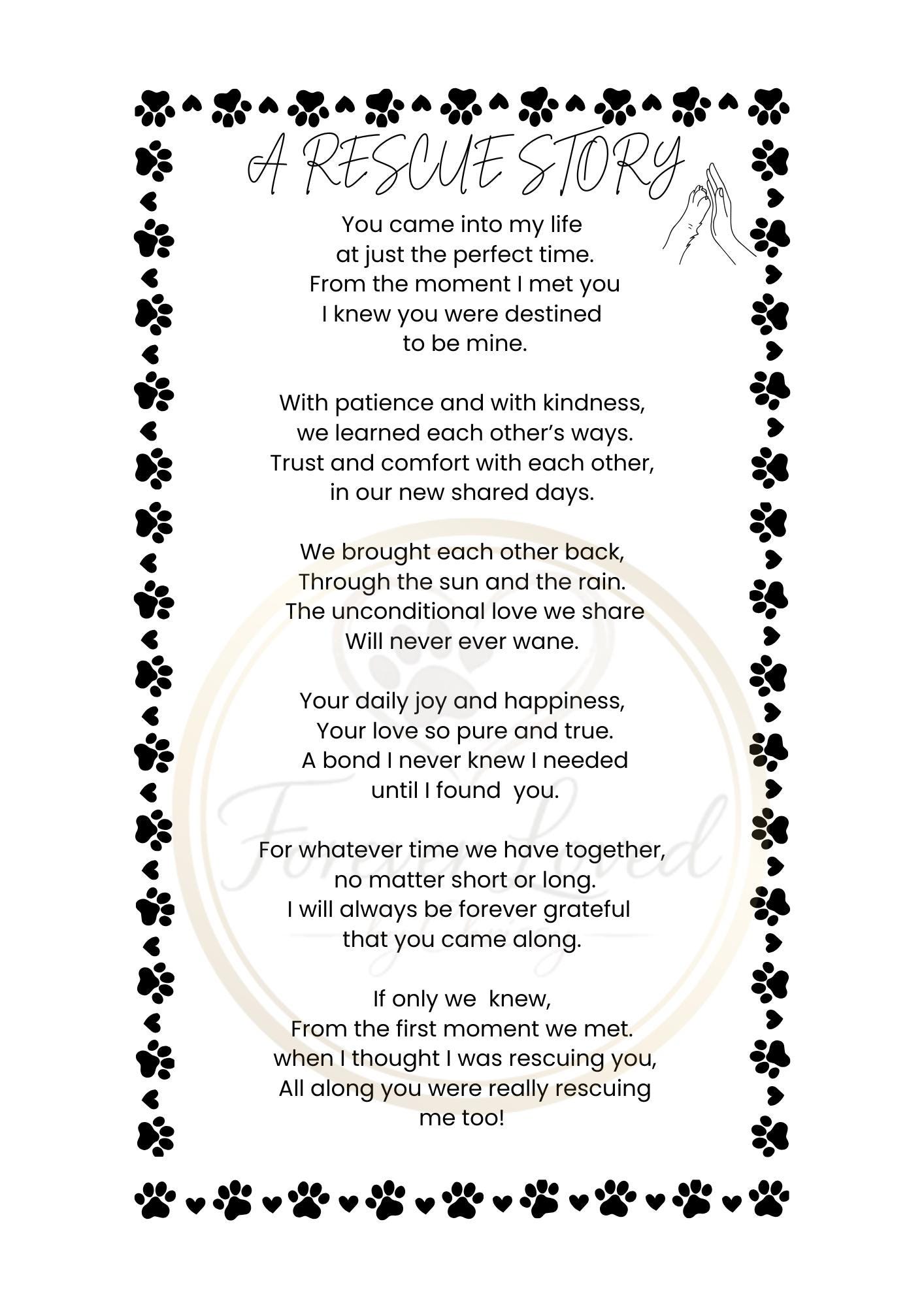 Rescue Pet Poem Digital Download Print 6x4 and A4 | A Rescue Story ...
