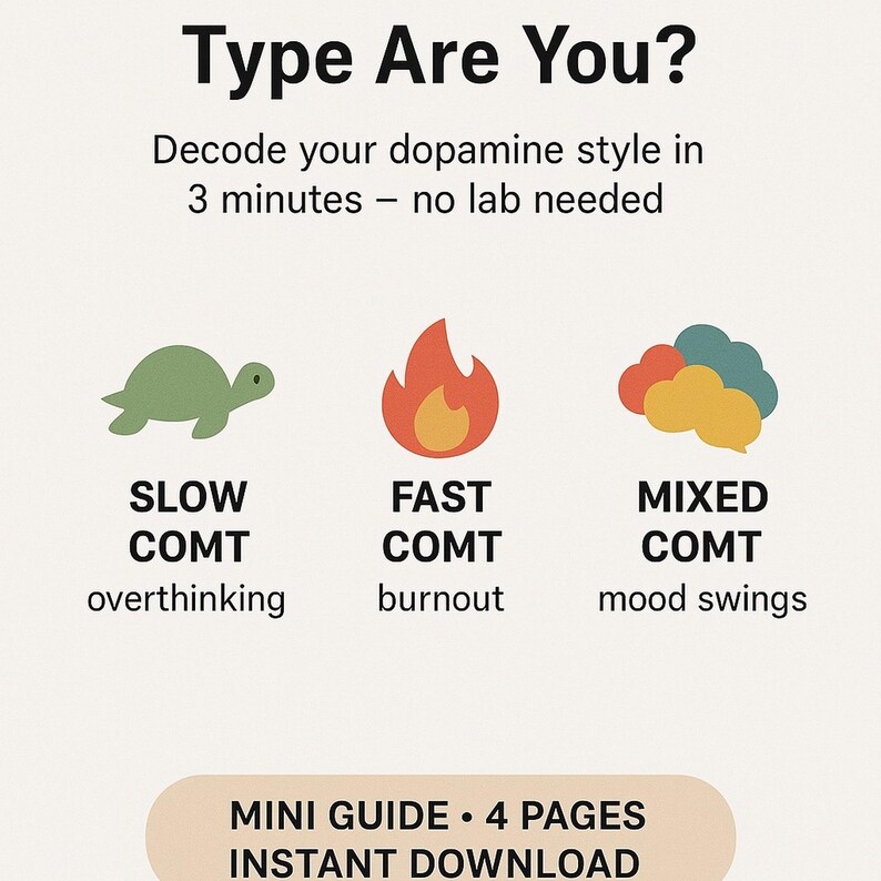 Dopamine Gene Self-test | COMT Printable Guide | Motivation + Focus for ...