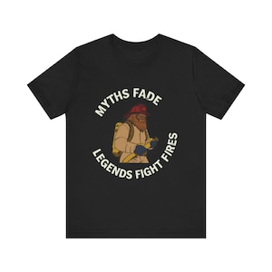 Legends Collection - Bigfoot Firefighter T-Shirt, Sasquatch Shirt, Mythical Creature Top, Forest Ranger Tee, Outdoor Adventure Clothing
