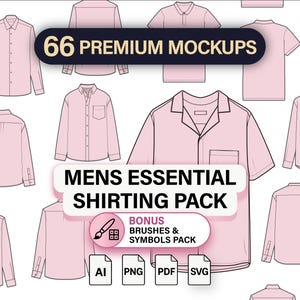 Mens Shirting CAD Pack – 66 Vector Fashion Mockups (ai, png, pdf, svg)