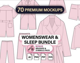 Womenswear Sleep Bundle – Vector Fashion CAD Sketches (ai, png, pdf, svg)