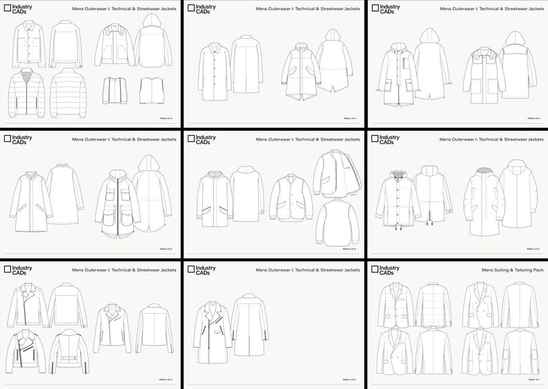 Mens Fashion Mockup Bundle - 321 Vector Flat Sketches (ai, svg, pdf, png) image 4