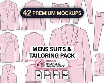 Mens Suit & Blazer CAD Templates - Fashion Design Mockups (ai, svg, png)