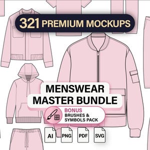 Mens Fashion Mockup Bundle - 321 Vector Flat Sketches (ai, svg, pdf, png) image 1