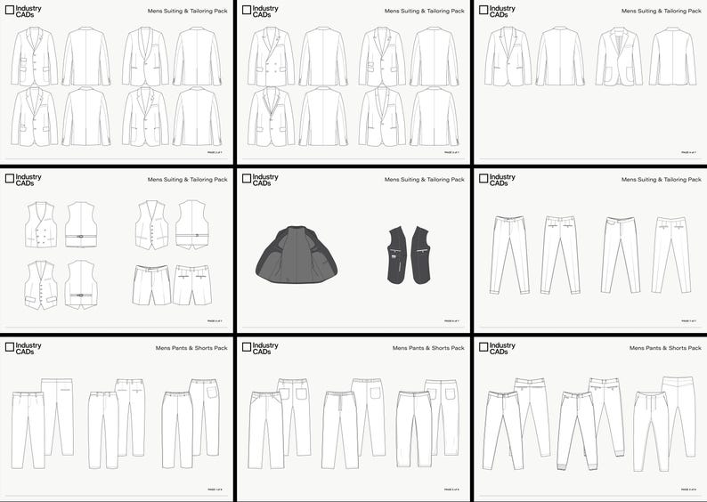 Mens Fashion Mockup Bundle - 321 Vector Flat Sketches (ai, svg, pdf, png) image 5