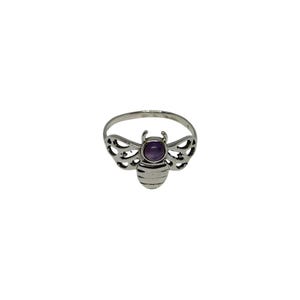 Natural Amethyst Round Shape Butterfly Ring 925 Sterling Silver Purple Gemstone February Birthstone Handmade Jewelry for Women