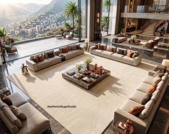 Solid Beige rug Hand Tufted Rug – Minimalist Large Area Carpet for Living Room & Bedroom | Modern Neutral Soft Plush Rug